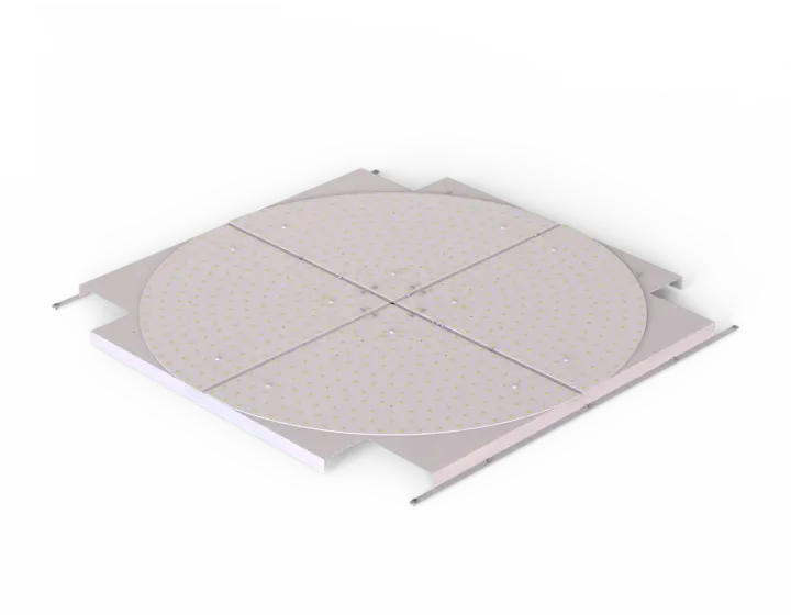 Quadratische Sanierungsleuchte mit präziser Rasteroptik für modernisierte Bestandsbeleuchtung